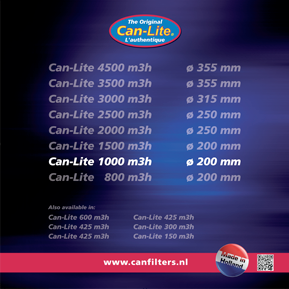 Карбонов филтър CAN-Lite 1000, Ø200/250mm, 1000m3/h, 50cm