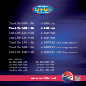 Карбонов филтър CAN-Lite 600, Ø150/160mm, 600m3/h, 47cm